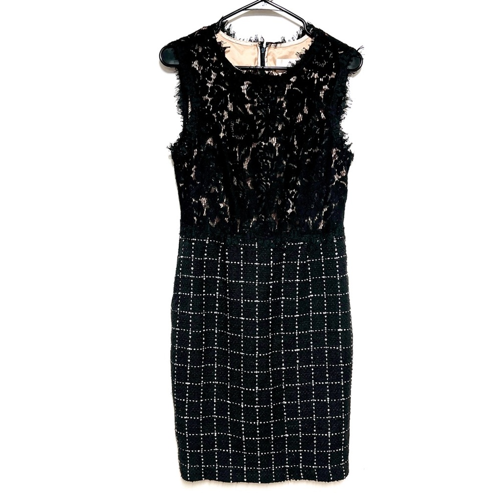 Mikael Aghal Sleeveless Lace and wool tweed multi media dress Sz 8